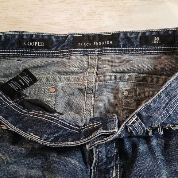 Affliction Black Premium Cooper Denim Jeans Men 36 Long Distressed Casual Grunge - Picture 4 of 10